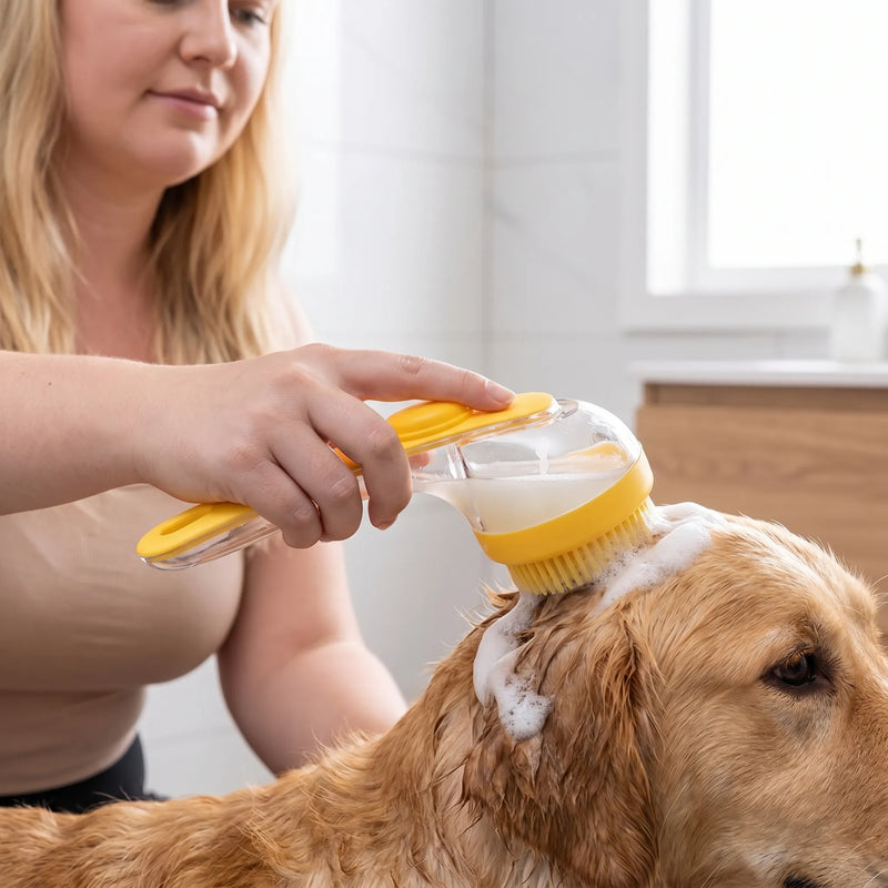 Badebürste Mit Integriertem Shampoo-Spender -  PetScrubber