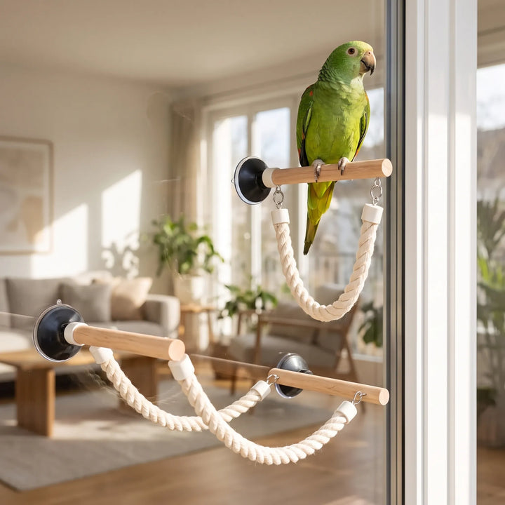 Fensterhängende Vogelsitzstange Mit Kletterstrang -  Glidis