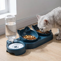 Geneigtes 3-In-1-Fressnapf-Set mit Wasserspender -  Pawstation
