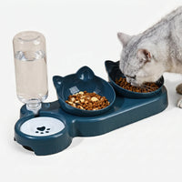 Geneigtes 3-In-1-Fressnapf-Set mit Wasserspender -  Pawstation