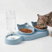 Geneigtes 3-In-1-Fressnapf-Set mit Wasserspender -  Pawstation