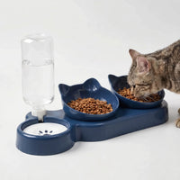 Geneigtes 3-In-1-Fressnapf-Set mit Wasserspender -  Pawstation