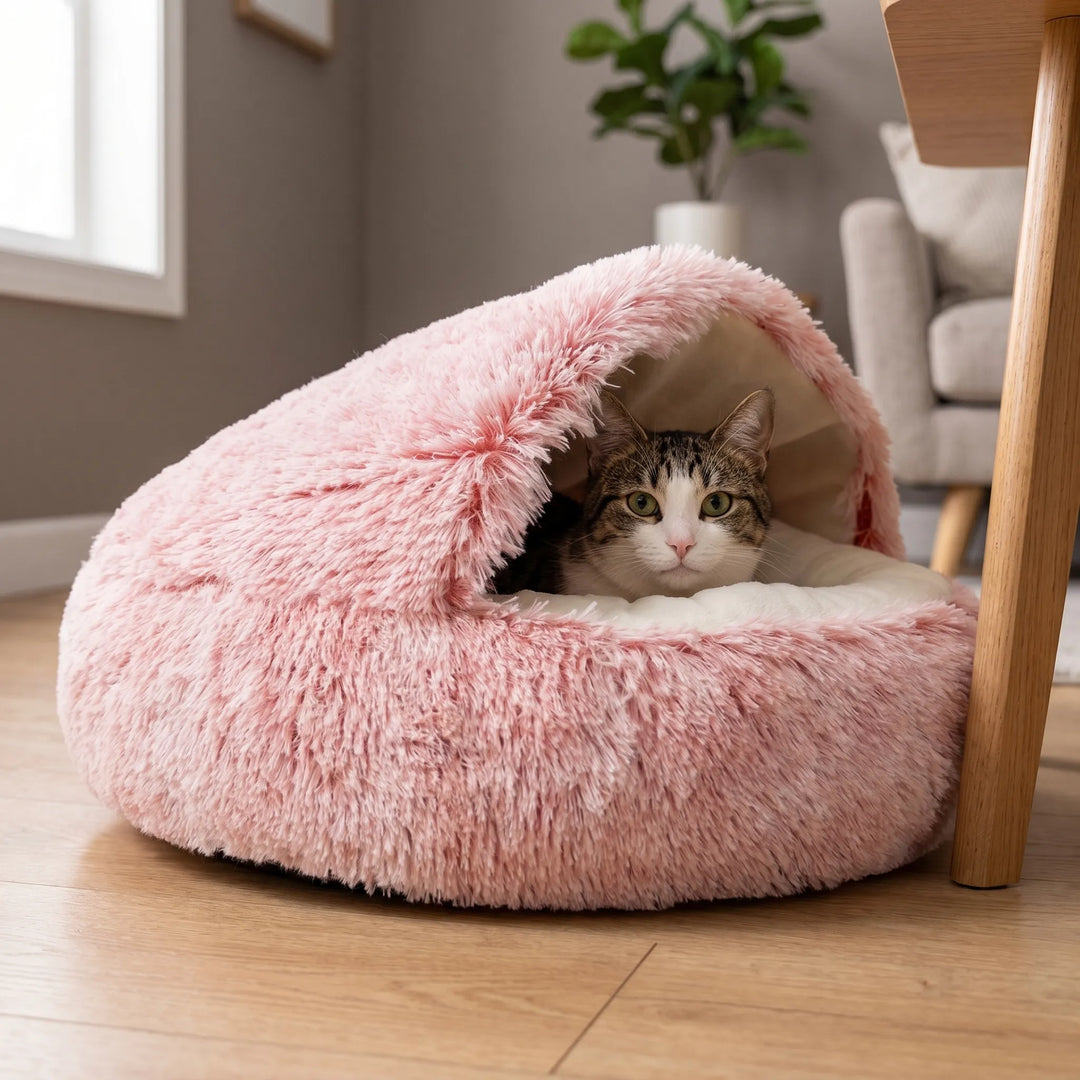 Halbgeschlossenes Flauschiges Haustierbett -  Snoozo