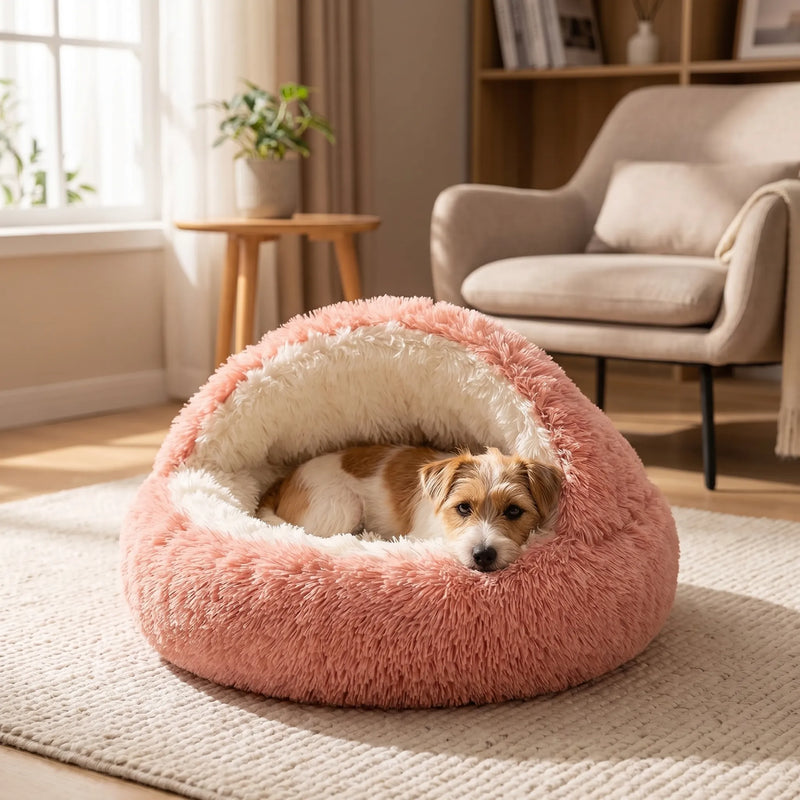 Rundes 2-In-1-Höhlenbett für Kleintiere -  PlusPaw