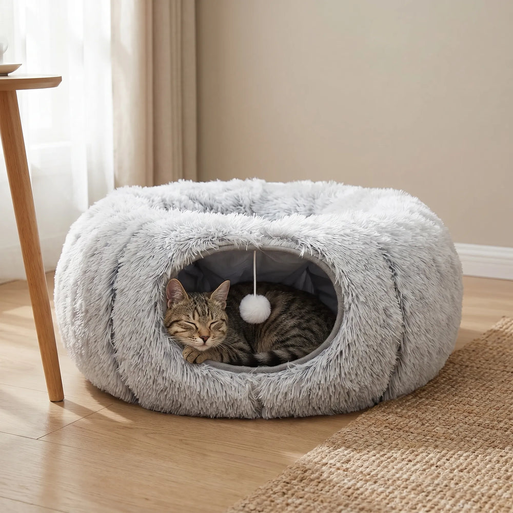 Rundes Katzenbett Mit Tunnel -  Purrring