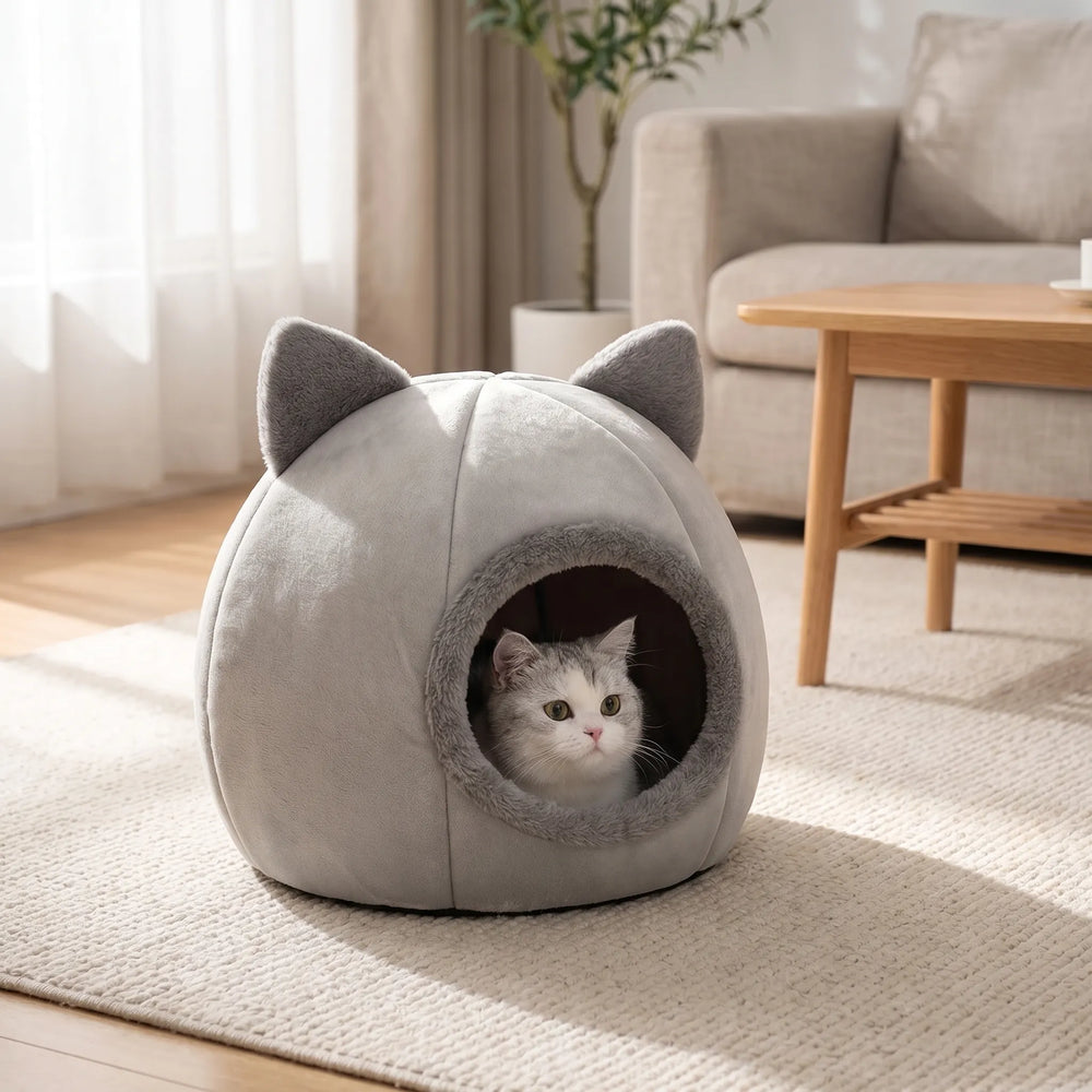 Rundes Katzenhaus Mit Ohren -  Pawcave