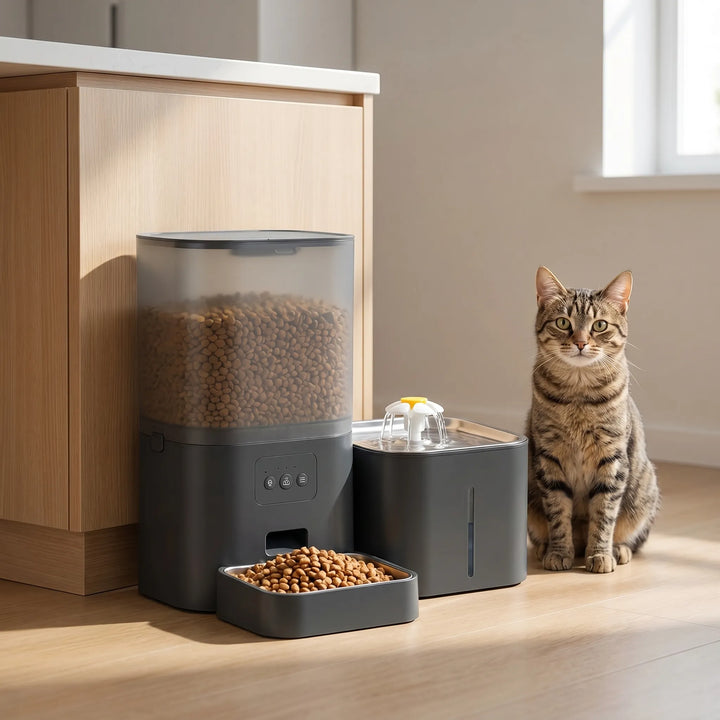 Smarter Futterautomat Mit Wasserbrunnen -  Nutriqo