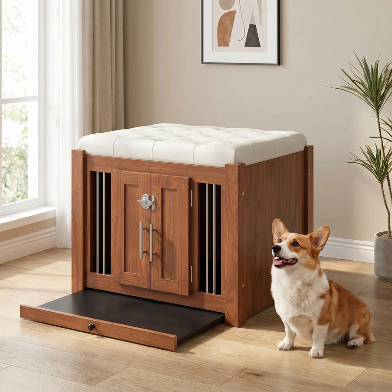 Walnussfarbene Hundebox Für Den Innenbereich -  Nuxbox