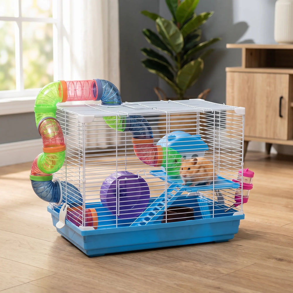 Zweistöckiger Bunter Hamsterkäfig -  HamsterHaven