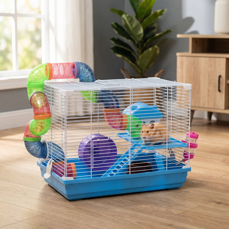 Zweistöckiger Bunter Hamsterkäfig -  HamsterHaven